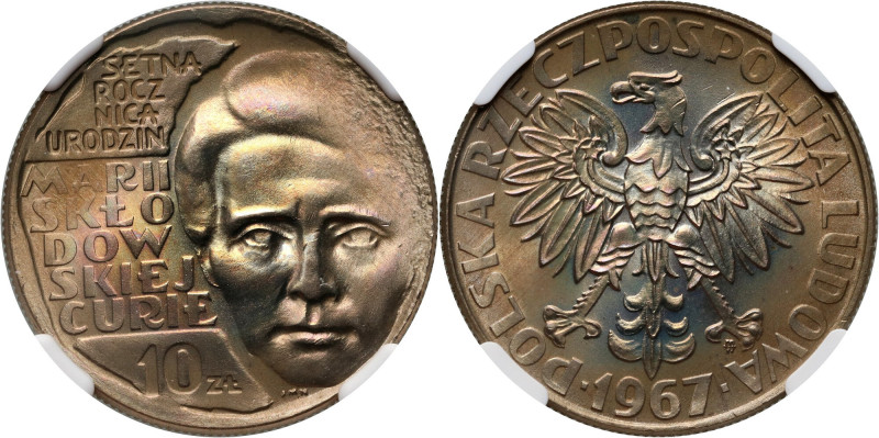 PRL, 10 złotych 1967, Maria Skłodowska Curie Pięknie zachowane. Reference: Parch...