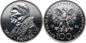 PRL, 100 złotych 1986, Valcambi, Jan Paweł II, stempel zwykły