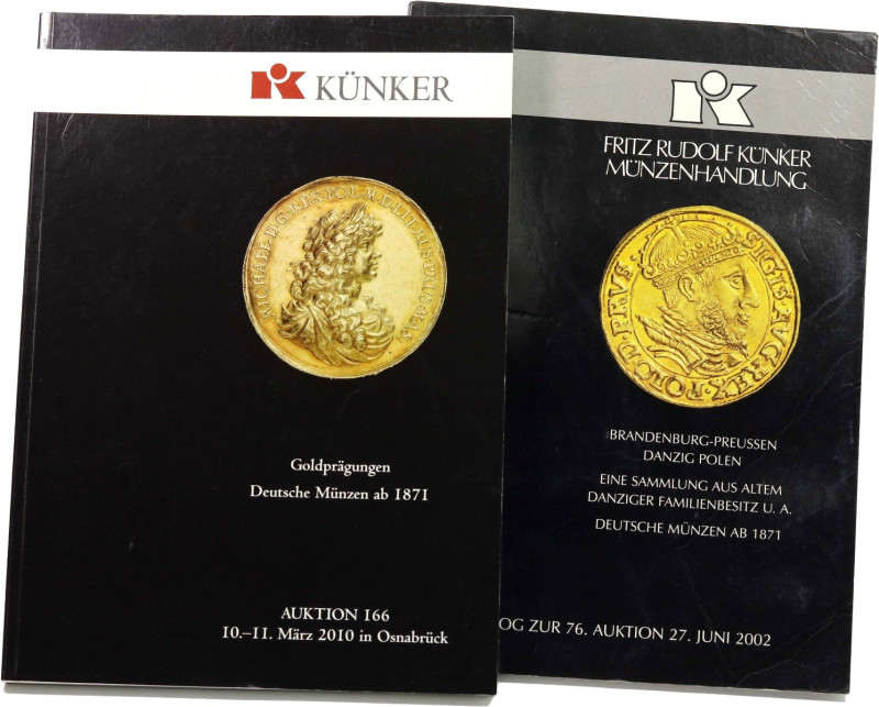 Katalogi aukcyjne Künker 76 i 166 Format 29,5 x 21 cm, miękka oprawa, 190 i 250&...