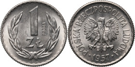 PRL, 1 złoty 1957, PRÓBA, nikiel