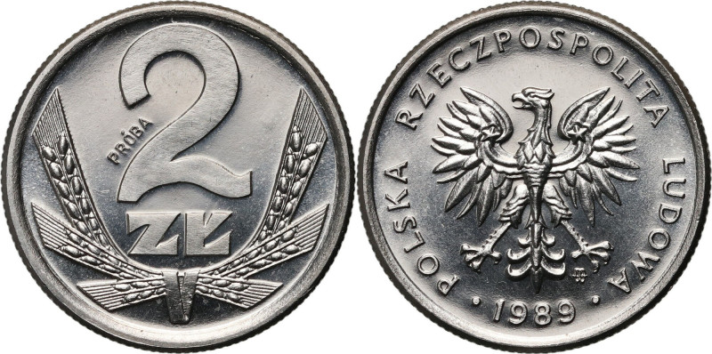 PRL, 2 złote 1989, PRÓBA, nikiel Nakład: 500 szt. Reference: Parchimowicz P226a...