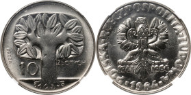 PRL, 10 złotych 1964, Drzewo, PRÓBA, nikiel MAX