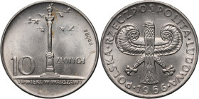 PRL, 10 złotych 1966, Kolumna Zygmunta - 'mała' Kolumna, PRÓBA, nikiel