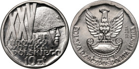 PRL, 10 złotych 1968, XXV lat Ludowego Wojska Polskiego, PRÓBA, nikiel