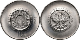 PRL, 10 złotych 1969, 25. rocznica PRL, PRÓBA, nikiel, bez monogramu JJ na rewersie