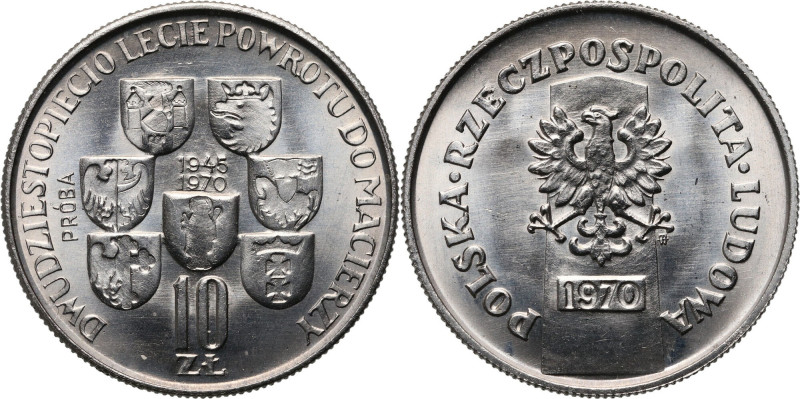 PRL, 10 złotych 1970, 25-lecie powrotu do macierzy, PRÓBA, nikiel Nakład: 500 sz...