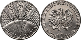 PRL, 10 złotych 1971, FAO - Chleb dla świata, PRÓBA, nikiel