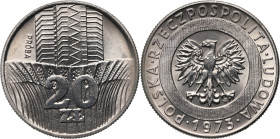 PRL, 20 złotych 1973, Wieżowiec i kłosy, PRÓBA, nikiel