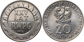 PRL, 20 złotych 1974, XXV lat RWPG, PRÓBA, nikiel