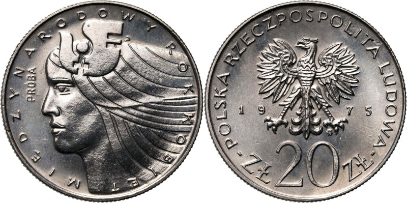 PRL, 20 złotych 1975, Międzynarodowy Rok Kobiet, PRÓBA, nikiel Nakład: 500 szt. ...