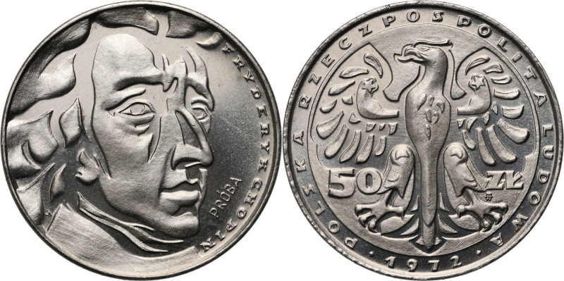 PRL, 50 złotych 1972, Fryderyk Chopin, PRÓBA, nikiel Nakład: 500 szt. Reference:...