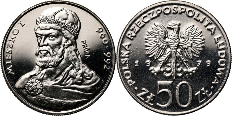 PRL, 50 złotych 1979, Mieszko I, PRÓBA, Nikiel Nakład 500 sztuk. Reference: Parc...