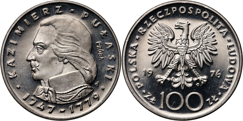 PRL, 100 złotych 1976, Kazimierz Pułaski, PRÓBA, nikiel Nakład: 500 szt. Referen...