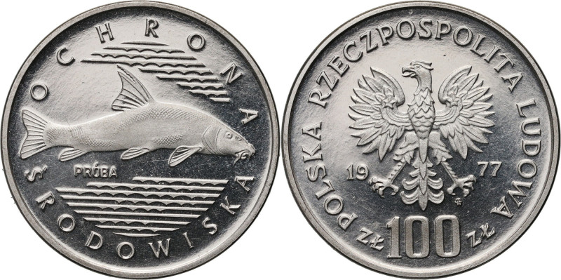 PRL, 100 złotych 1977, Ryba, PRÓBA, nikiel Nakład: 500 szt. Reference: Parchimow...