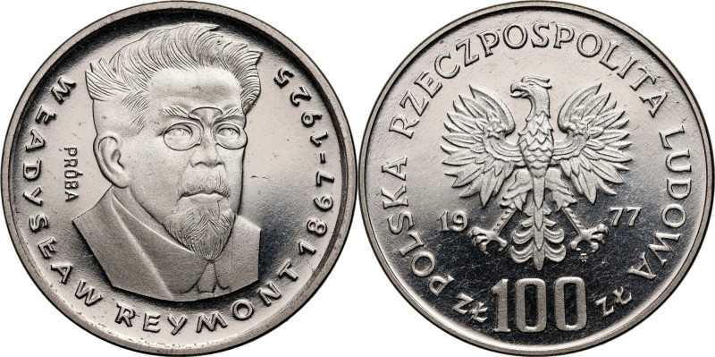 PRL, 100 złotych 1977, Władysław Reymont, PRÓBA, nikiel Nakład: 500 szt. Referen...