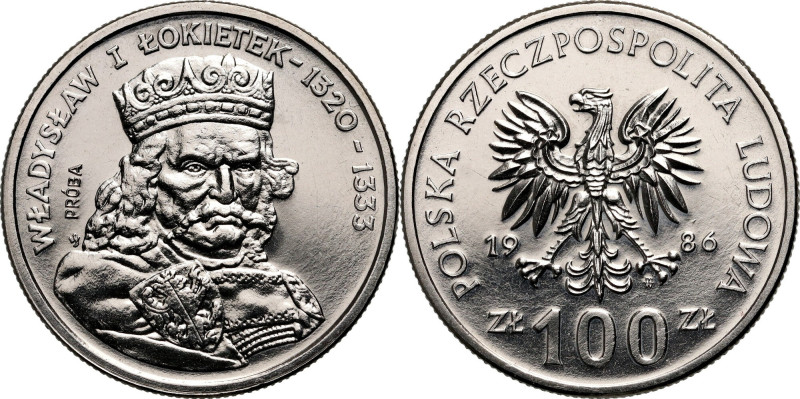 PRL, 100 złotych 1986, Władysław I Łokietek, PRÓBA, nikiel Nakład: 500 szt. Refe...