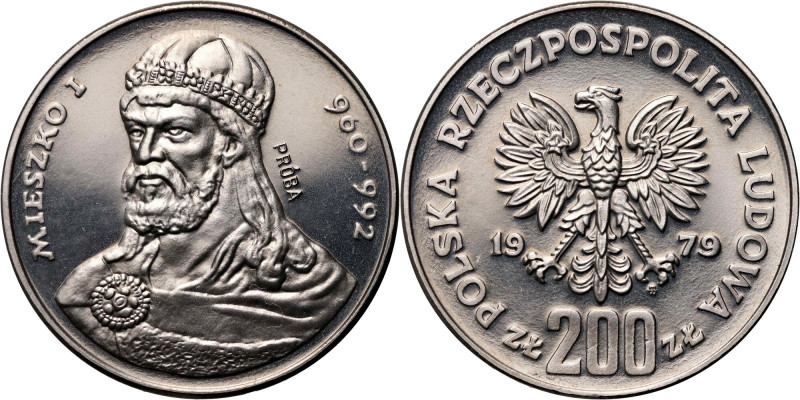 PRL, 200 złotych 1979, Mieszko I, PRÓBA, nikiel Nakład: 500 szt. Reference: Parc...