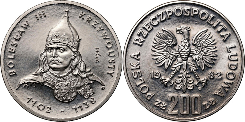 PRL, 200 złotych 1982, Bolesław III Krzywousty, PRÓBA, nikiel Nakład: 500 szt. R...