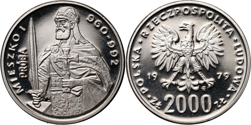 PRL, 2000 złotych 1979, Mieszko I, PRÓBA, Nikiel Nakład 500 sztuk.
Reference: P...