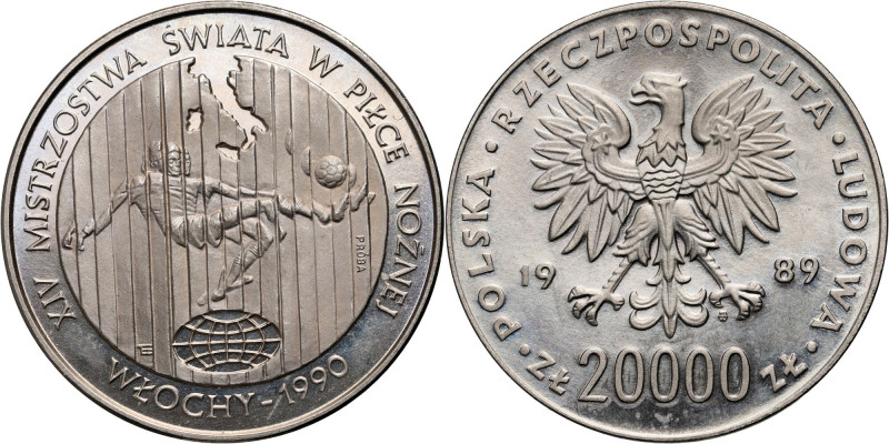 PRL, 20000 złotych 1989, XIV Mistrzostwa Świata w Piłce Nożnej - Włochy 1990, PR...