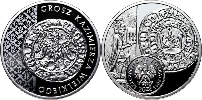 III RP, 20 złotych 2015, Grosz Kazimierza Wielkiego Moneta w oryginalnym kapslu....