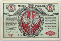 Generalne Gubernatorstwo, 5 marek polskich 9.12.1916, Generał, biletów, seria B
