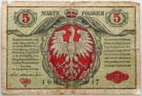 Generalne Gubernatorstwo, 5 marek polskich 9.12.1916, Generał, Biletów, seria A