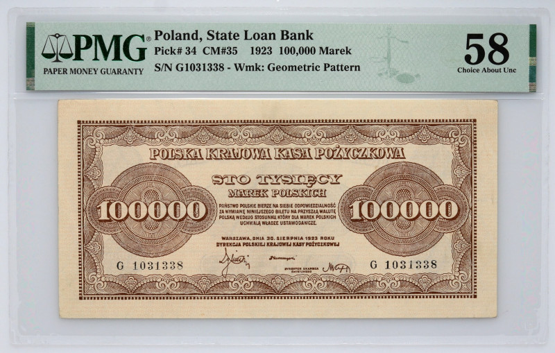 II RP, 100000 marek polskich 30.08.1923, seria G Numer 1031338. Reference: Miłcz...