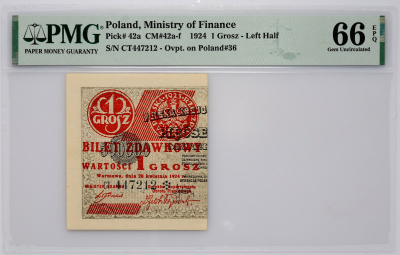 II RP, 1 grosz 28.04.1924, Bilet zdawkowy, seria CT Numer 447212.
Reference: Mi...