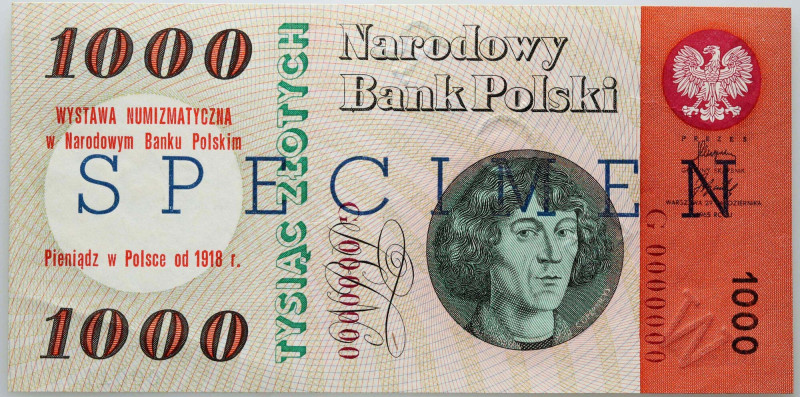 PRL, 1000 złotych 29.10.1965, seria G, SPECIMEN/WZÓR dodatkowo nadruk NBP Seria ...