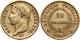 France, Napoleon I, 20 Francs 1807 A, Paris