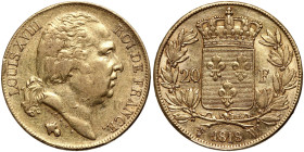 France, Louis XVIII, 20 Francs 1818 W, Lille