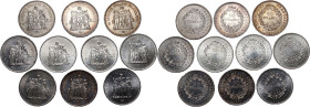 France, lot of 10 x 50 Francs 1974-1979 - silver