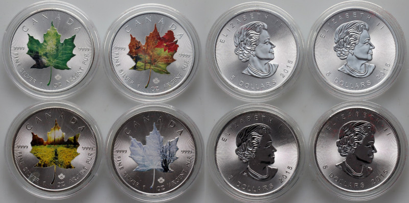 Canada, Elizabeth II, 4 x 5 Dollars 2015, Maple Leaf 1 Oz Ag999 4 Oz silver 999....