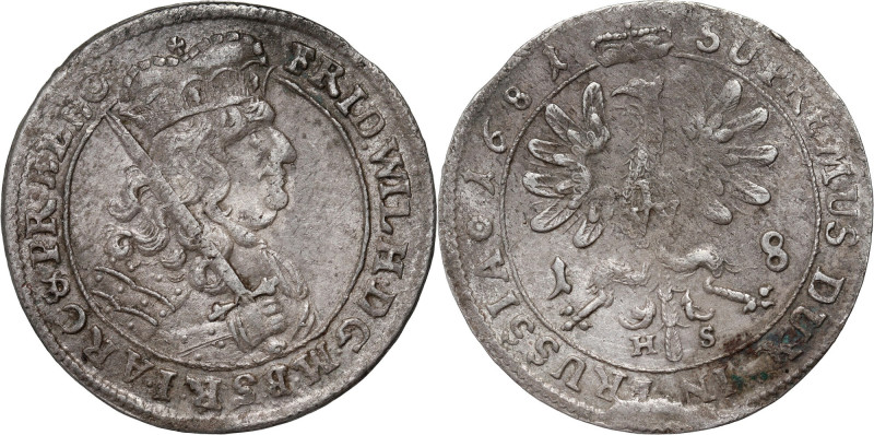 Germany, Brandenburg-Prussia, Friedrich Wilhelm, 18 Groschen 1681 HS, Königsberg...