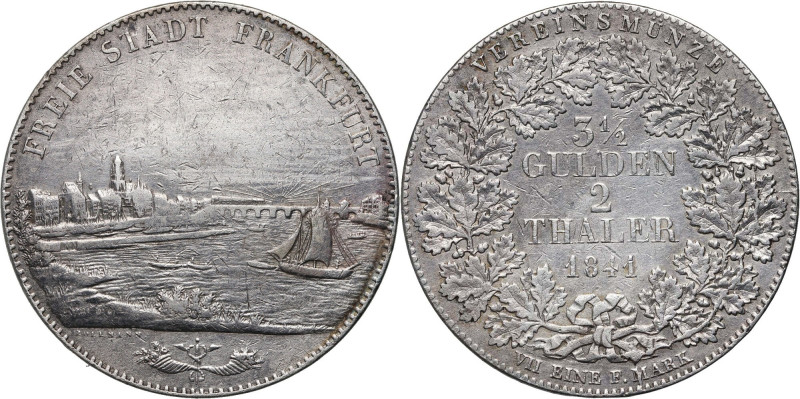 Germany, Frankfurt, 2 Taler (3 1/2 Gulden) 1841, view of the city Silver 36,97 g...