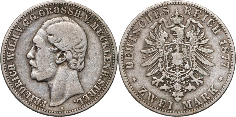 Germany, Mecklenburg-Strelitz, Friedrich Wilhelm, 2 Mark 1877 A, Berlin Rzadkie....