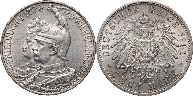Germany, Prussia, Wilhelm II, 5 Mark 1901 A, Berlin, 200th Anniversary of the Ki...