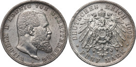 Germany, Wurttemberg, Wilhelm II, 5 Mark 1902 F, Stuttgart