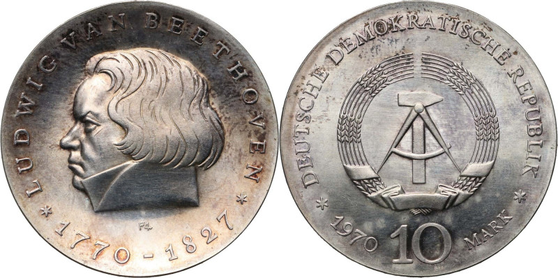 Germany, DDR, 10 Mark 1970, Beethoven Reference: Jaeger 1528, KM #27.1
Grade: A...