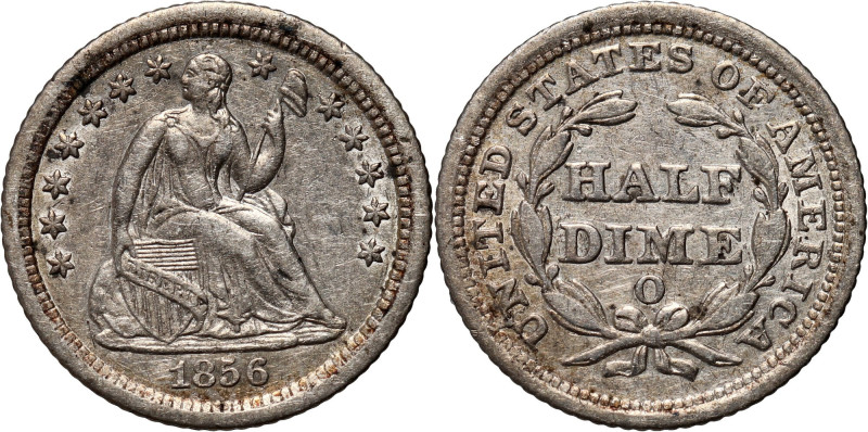 USA, 1/2 Dime 1856 O, New Orleans Reference: KM #A62.2
Grade: XF 

United Sta...