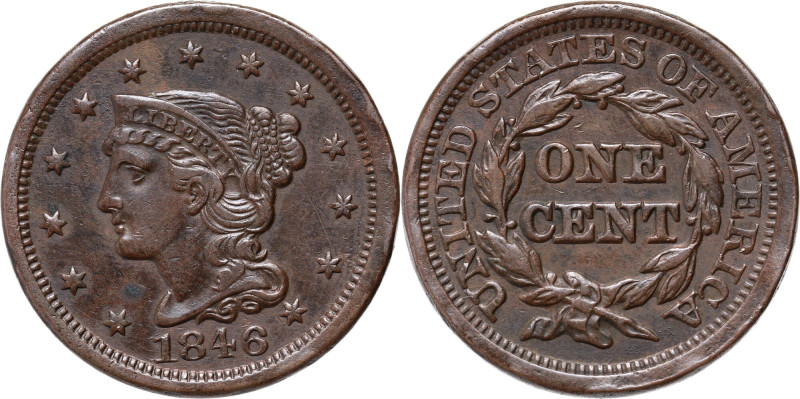 USA, Cent 1846, Braided Hair, Philadelphia Reference: KM #67
Grade: VF+ 

Uni...