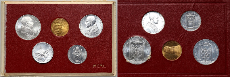 Vatican, Pius XII, set of 5 coins from 1950 100 Lire gold 5,19 g. Moneta 100 lir...