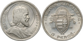 Hungary, 5 Pengo 1938, St. Stephan