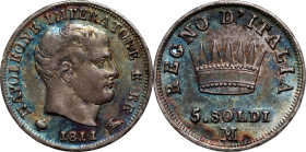 Italy, Kingdom of Napoleon I, 5 Soldi 1811 M, Milan