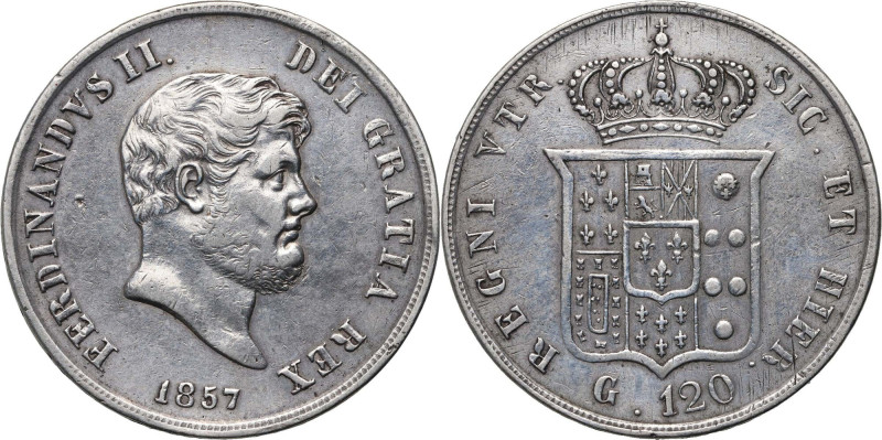 Italy, Naples, Ferdinand II, 120 Grana 1857 Silver 27,41 g. Srebro 27,41 g. Refe...