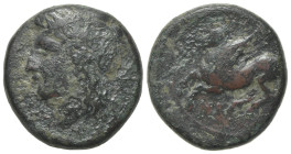 Sicily, Syracuse, 344-317 BC. Æ (18mm, 5.21g, 12h). Laureate head of Apollo l.; torch behind. R/ Pegasos flying l.; NI below. CNS II, 85 Ds 50 Rl 9; S...