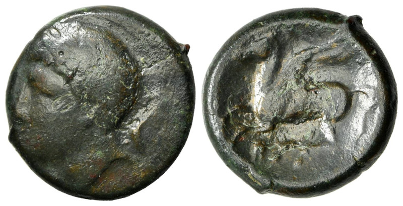 Sicily, Syracuse, 344-317 BC. Æ (18mm, 4.39g, 3h). Laureate head of Apollo l. R/...