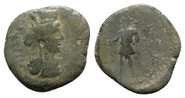 Macedon, Thessalonica. Pseudo-autonomous issue, time of Antoninus Pius (138-161). Æ (21mm, 4.80g, 5h). Draped bust of Tyche r. R/ Kabeiros standing l....
