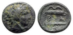 Kings of Macedon, temp. Alexander III – Kassander (c. 325-310 BC). Æ Unit (18mm, 5.45g, 6h). Uncertain mint in Macedon. Head of Herakles r., wearing l...